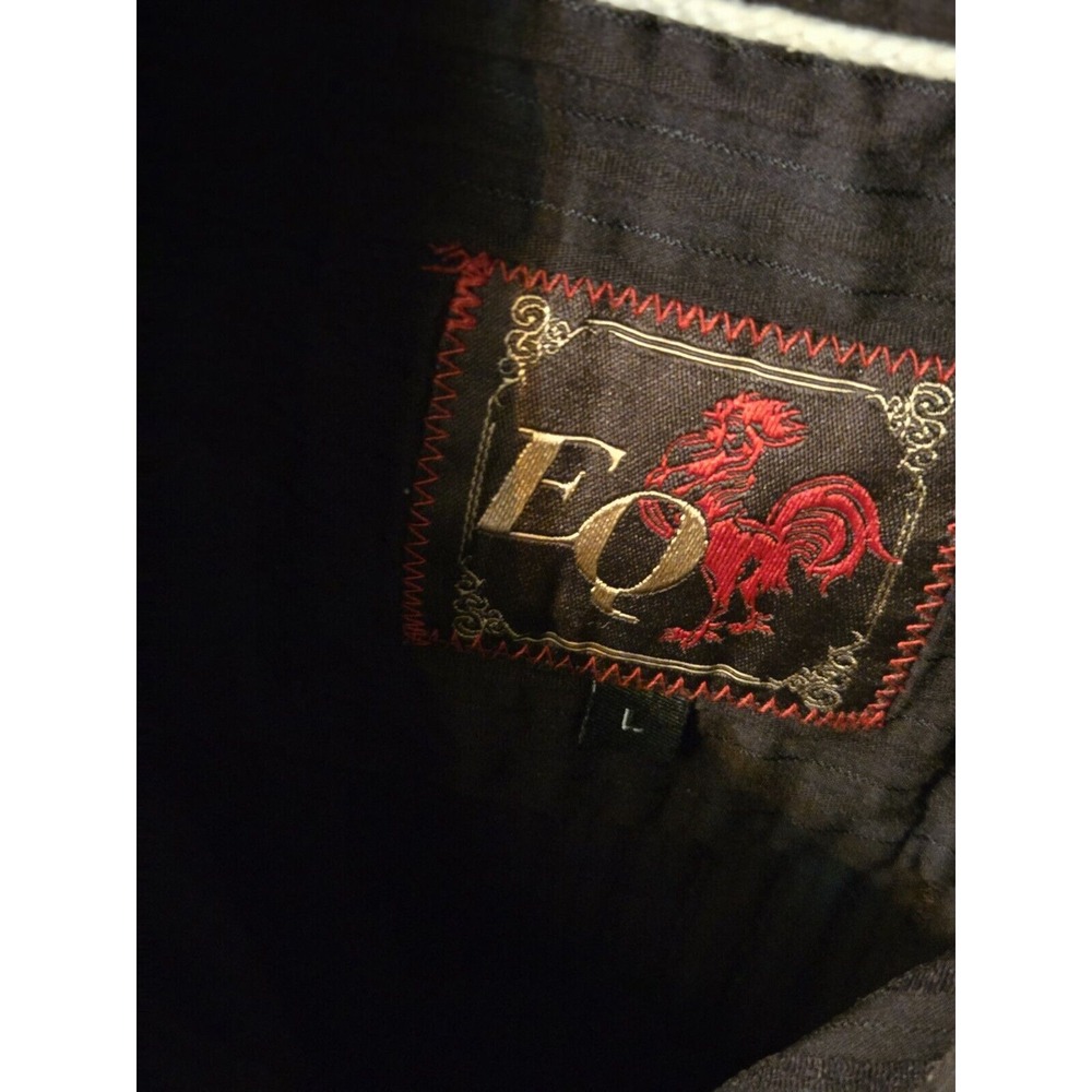 EQ Rooster , Size L Large , Men's Black with Red stitching Long Sleeve Button - Picture 2 of 3